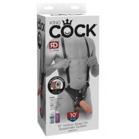 Strap-on dildo ar ķermeņa siksnām un tukšu vidu 25cm - KING COCK