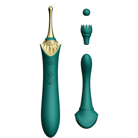 Vibrator with 3 attachments - Zalo - bess turquoise green