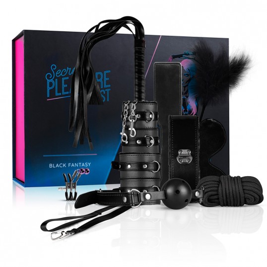 BDSM iesācēju komplekts 10-daļīgs melns - Secret Pleasure Chest - Black Fantasy