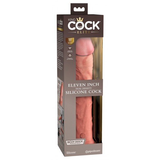 Dubultā blīvuma dildo 29,5cm miesas krāsa - King Cock Elite