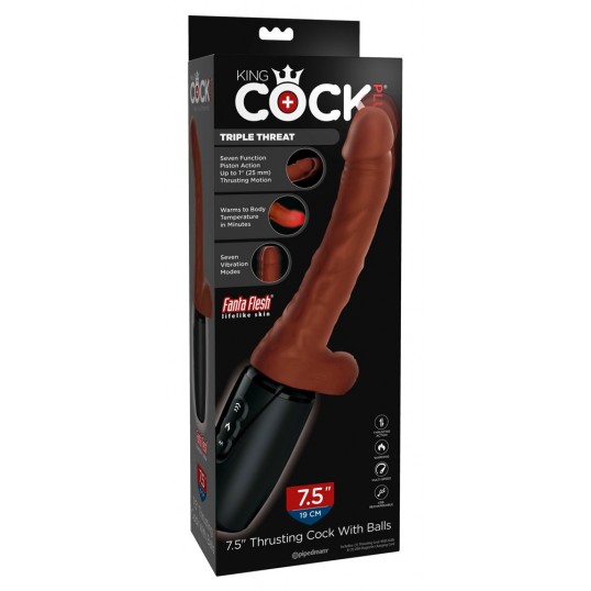 Dildo ar sasilšanas un grūdienu funkciju 30cm - KING COCK Plus