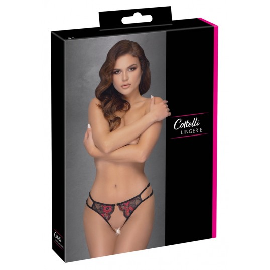 Atvērtas mežģīņu biksītes s-l sarkanas/melnas cottelli lingerie