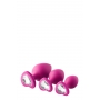 КОМПЛЕКТ ПРОБОК С КАМНЯМИ В ВИДЕ СЕРДЦА РАЗНОГО РАЗМЕРА 3 ШТ. FLIRTS DREAM TOYS розовый
