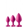 КОМПЛЕКТ ПРОБОК С КАМНЯМИ В ВИДЕ СЕРДЦА РАЗНОГО РАЗМЕРА 3 ШТ. FLIRTS DREAM TOYS розовый
