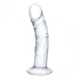 Glas - Curved Realistic Glass Dildo With Veins