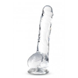 Dildo ar sēkliniekiem 20cm caurspīdīgs - NATURALLY YOURS CRYSTALLINE