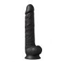 Topelt tihedusega dildo munanditega 38cm must - REAL LOVE
