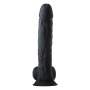 Topelt tihedusega dildo munanditega 38cm must - REAL LOVE