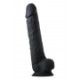 Topelt tihedusega dildo munanditega 38cm must - REAL LOVE