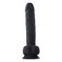 Topelt tihedusega dildo munanditega 38cm must - REAL LOVE
