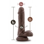 DR. SKIN PLUS 6 INCH POSABLE DILDO WITH BALLS CHOCOLATE