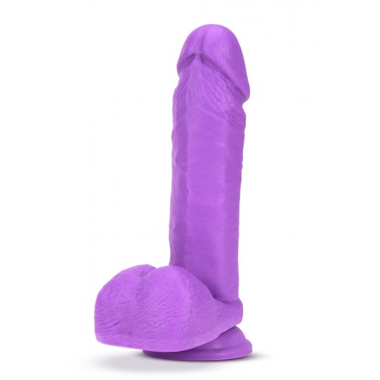 Topelt tihedusega dildo munanditega 20,3 cm lilla - NEO