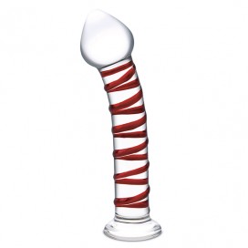 Stikla dildo ar līnijām 20,3 cm - Glas - mr. Swirly