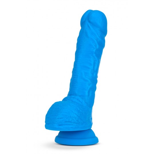 Dubultā blīvuma dildo ar sēkliniekiem 23cm zils - NEO