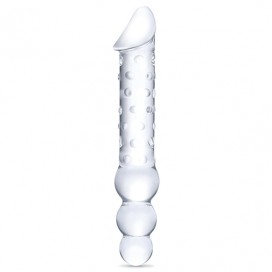 Dubults stikla dildo ar anālajām krellēm - Glas